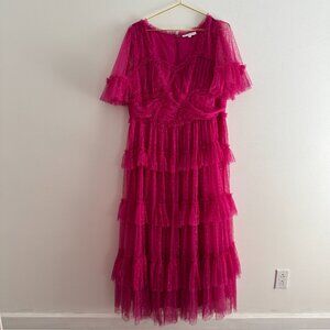 Ivy City Whimsical Dress with Sweetheart-Neck in Fuchsia 1X